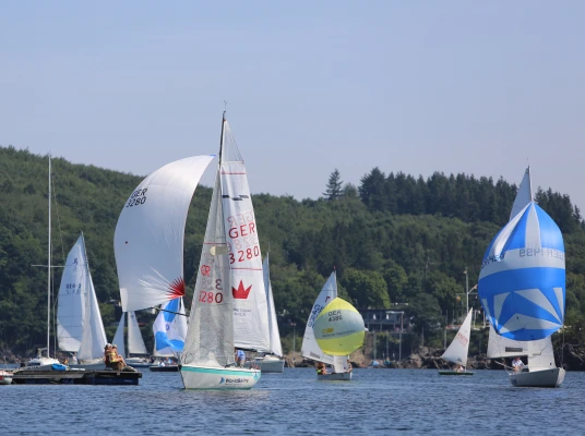 Regattafeld bei der Clubmeisterschaft auf dem Rursee